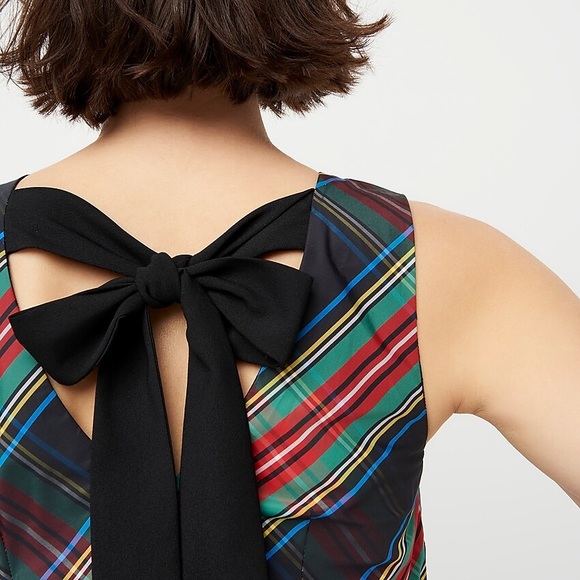 2 J. CREW Sleeveless Taffeta Dress Stewart Tartan - Picture 3 of 8